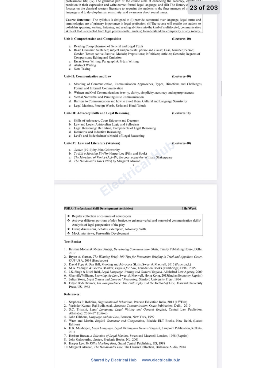 Cover of Legal Language, Legal Writing and General English — Official Syllabus